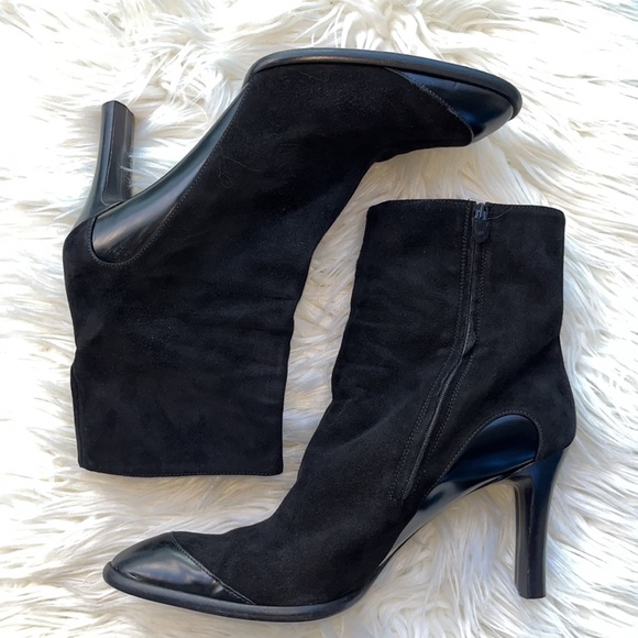Authentic Tod’s Black Suede/Leather Ankle Boots/Heel